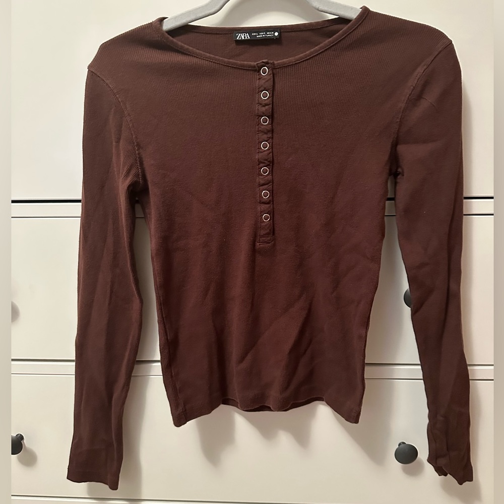 Zara Long Sleeve Button Top /xs